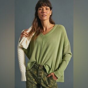 Pilcro Moira green waffle sweater pullover size extra small